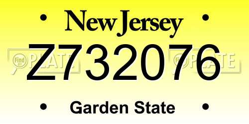 Z732076 New Jersey License Plate