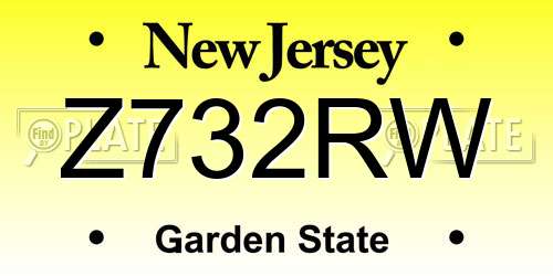 Z732RW New Jersey License Plate