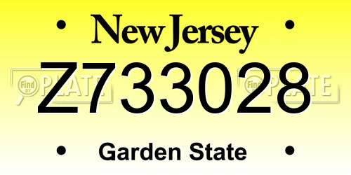 Z733028 New Jersey License Plate