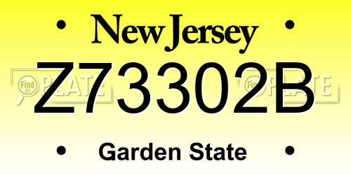 Z73302B New Jersey License Plate