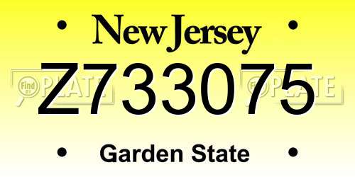 Z733075 New Jersey License Plate