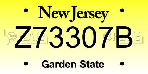 Z73307B New Jersey License Plate
