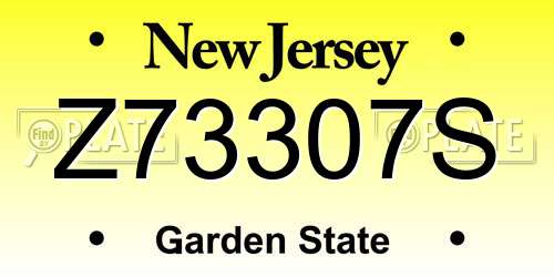 Z73307S New Jersey License Plate