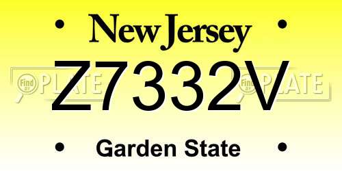 Z7332V New Jersey License Plate