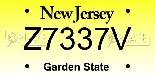 Z7337V New Jersey License Plate