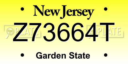Z73664T New Jersey License Plate