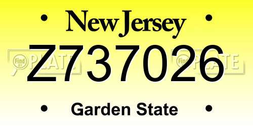 Z737026 New Jersey License Plate