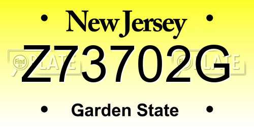 Z73702G New Jersey License Plate