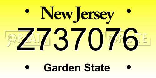 Z737076 New Jersey License Plate