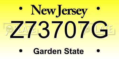 Z73707G New Jersey License Plate
