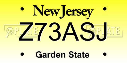 Z73ASJ New Jersey License Plate