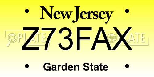 Z73FAX New Jersey License Plate