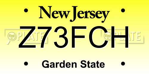 Z73FCH New Jersey License Plate