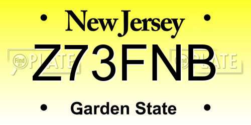 Z73FNB New Jersey License Plate