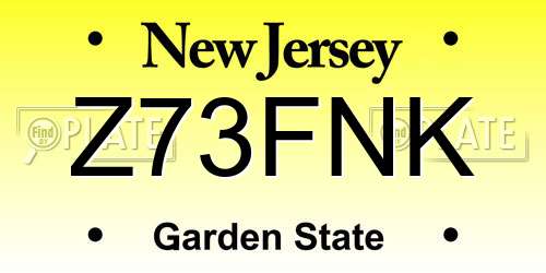 Z73FNK New Jersey License Plate