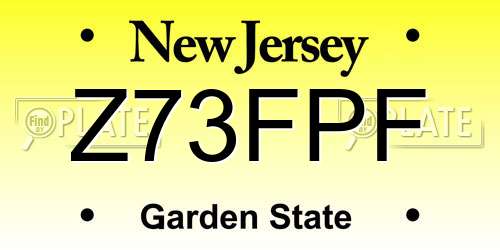 Z73FPF New Jersey License Plate