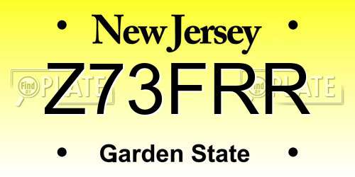 Z73FRR New Jersey License Plate