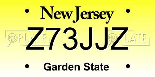 Z73JJZ New Jersey License Plate