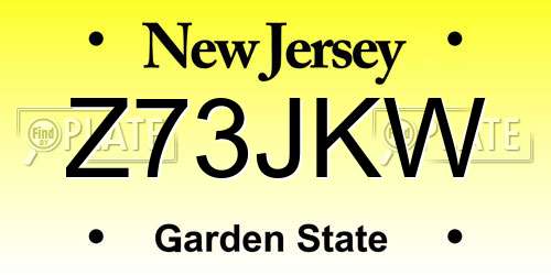 Z73JKW New Jersey License Plate
