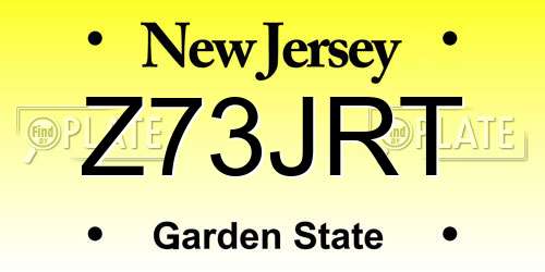 Z73JRT New Jersey License Plate