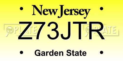 Z73JTR New Jersey License Plate