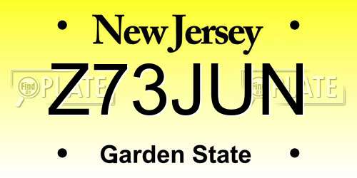 Z73JUN New Jersey License Plate