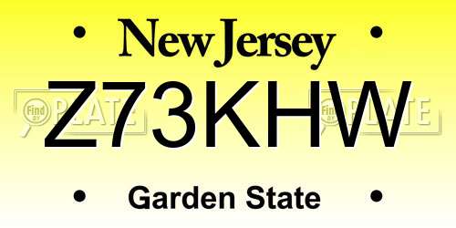 Z73KHW New Jersey License Plate