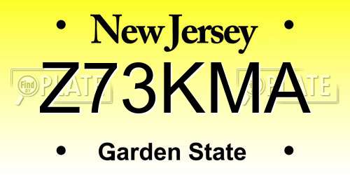 Z73KMA New Jersey License Plate