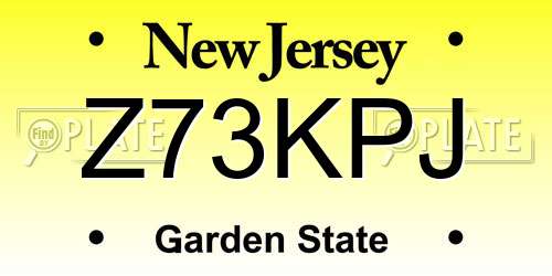 Z73KPJ New Jersey License Plate