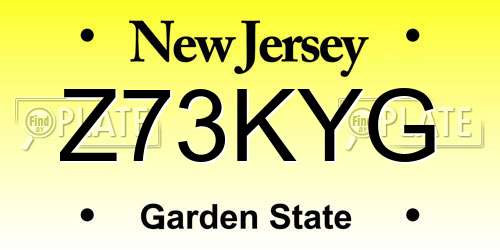 Z73KYG New Jersey License Plate