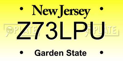 Z73LPU New Jersey License Plate