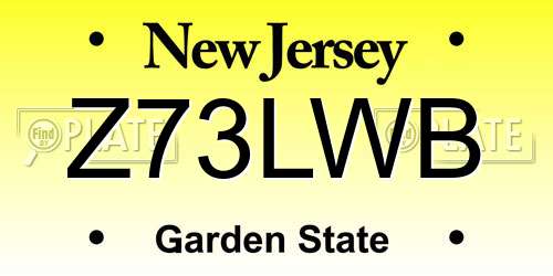 Z73LWB New Jersey License Plate