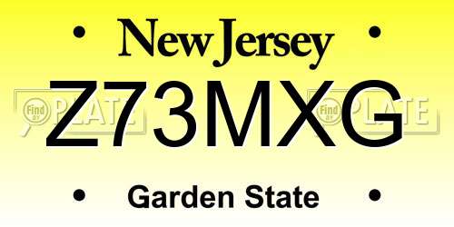 Z73MXG New Jersey License Plate
