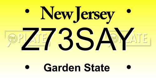Z73SAY New Jersey License Plate