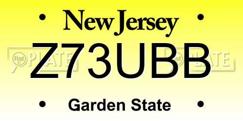 Z73UBB New Jersey License Plate