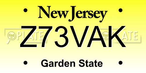 Z73VAK New Jersey License Plate
