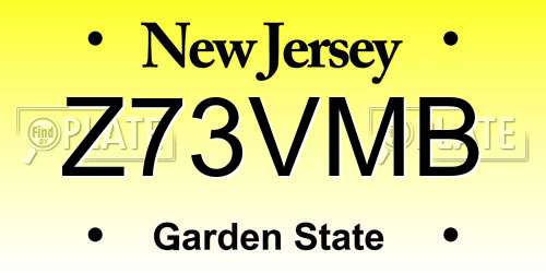 Z73VMB New Jersey License Plate