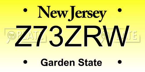 Z73ZRW New Jersey License Plate