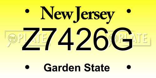Z7426G New Jersey License Plate
