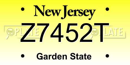 Z7452T New Jersey License Plate