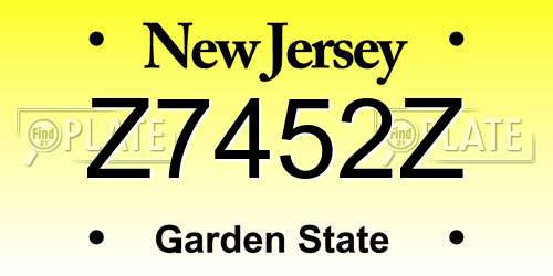 Z7452Z New Jersey License Plate