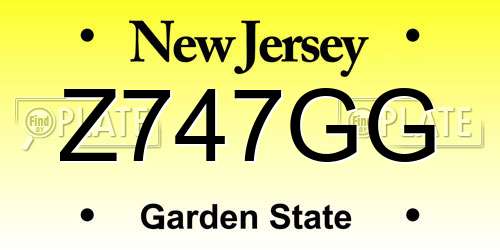 Z747GG New Jersey License Plate