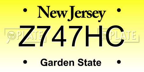 Z747HC New Jersey License Plate
