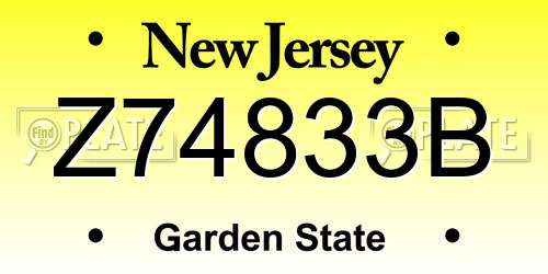 Z74833B New Jersey License Plate