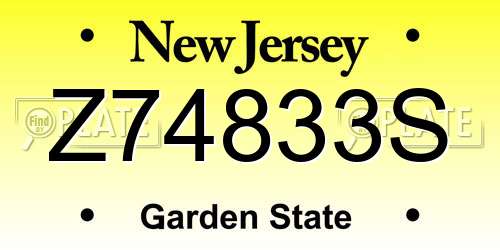 Z74833S New Jersey License Plate