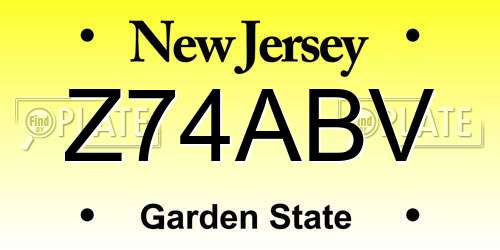 Z74ABV New Jersey License Plate