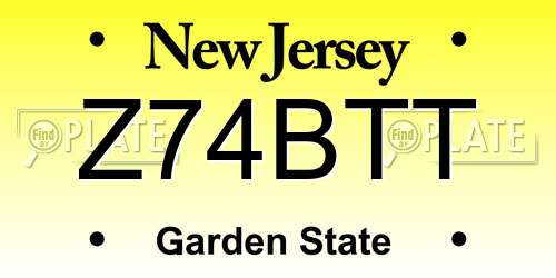 Z74BTT New Jersey License Plate