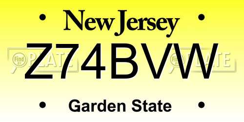 Z74BVW New Jersey License Plate