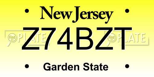 Z74BZT New Jersey License Plate