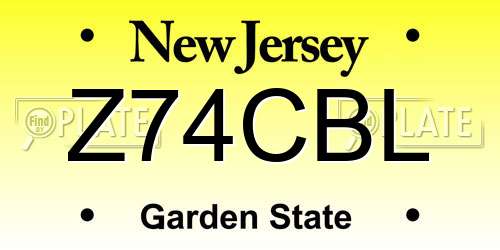 Z74CBL New Jersey License Plate